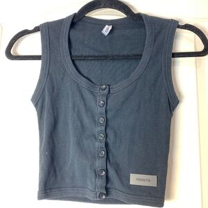 Joshua Perets Ribbed Crop Tank‎ Top Y2K Grunge Minimalist XS